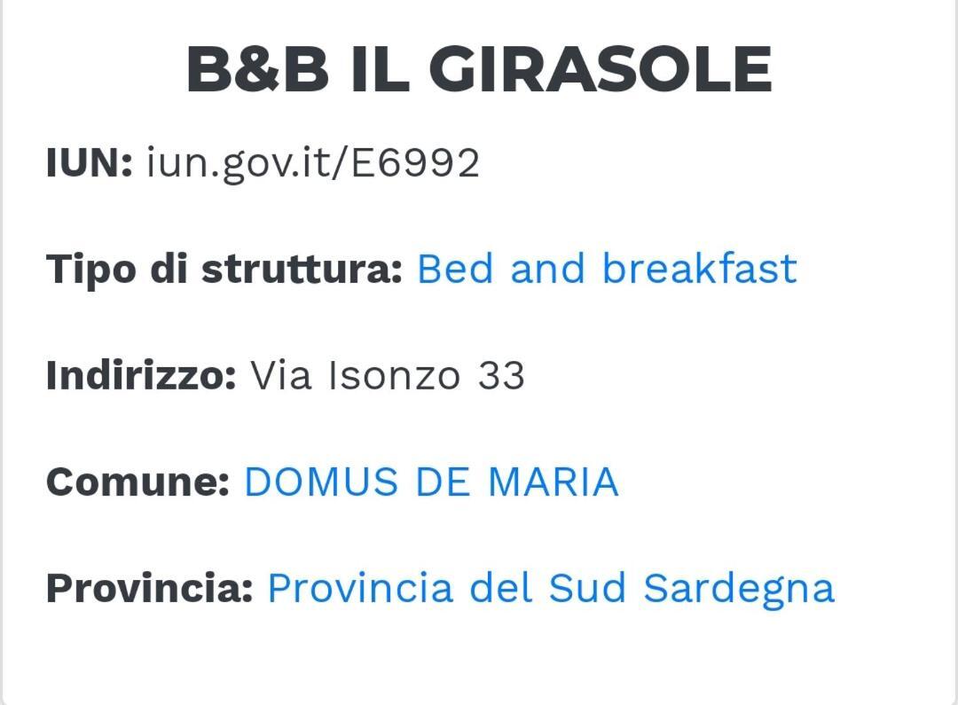 Il Girasole Bed and Breakfast Domus De Maria Εξωτερικό φωτογραφία